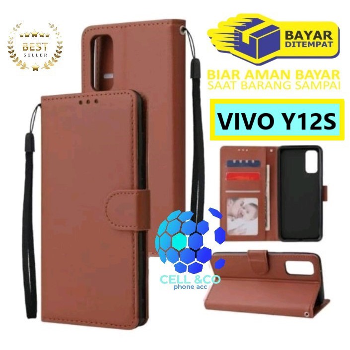 Flip cover VIVO Y12S Flip case buka tutup kesing hp casing flip case leather wallet