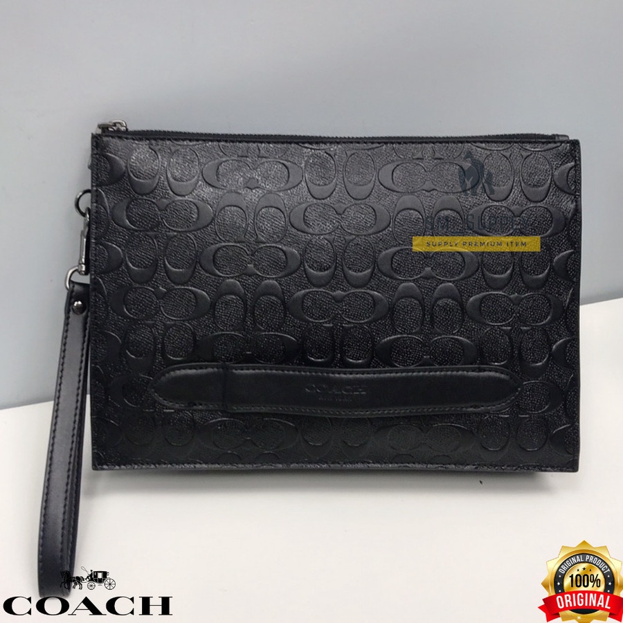 TAS PRIA COACH EMBOSSED CLUTCH POUCH MEN BAG PALM PRINT COWHIDE 75914