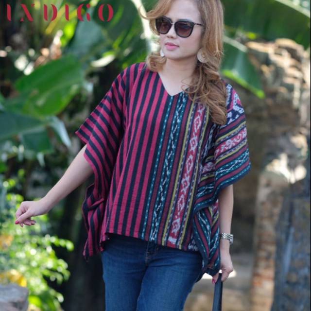 BLOUSE TENUN JEPARA LURIK MERAH