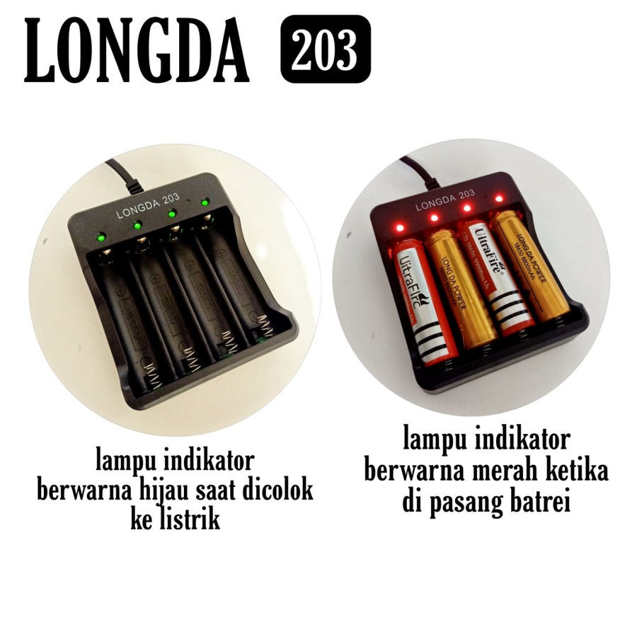 Charger Battery 18650 4 slot 3,7 volt Alat cas batrei baterai casan 203