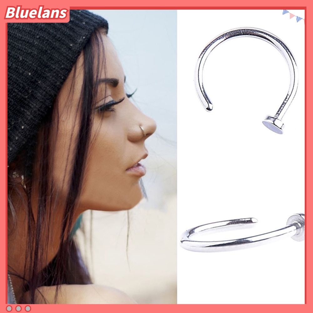 Bluelans 10/6/2Pcs Stainless Steel Nose Open Hoop Ring Body Piercing Stud Unisex Jewelry