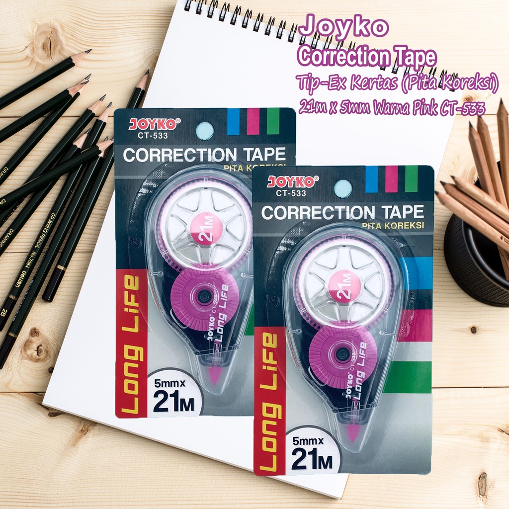 Joyko / Correction Tape / Tip-Ex Kertas / 21m CT-533 (Pink)