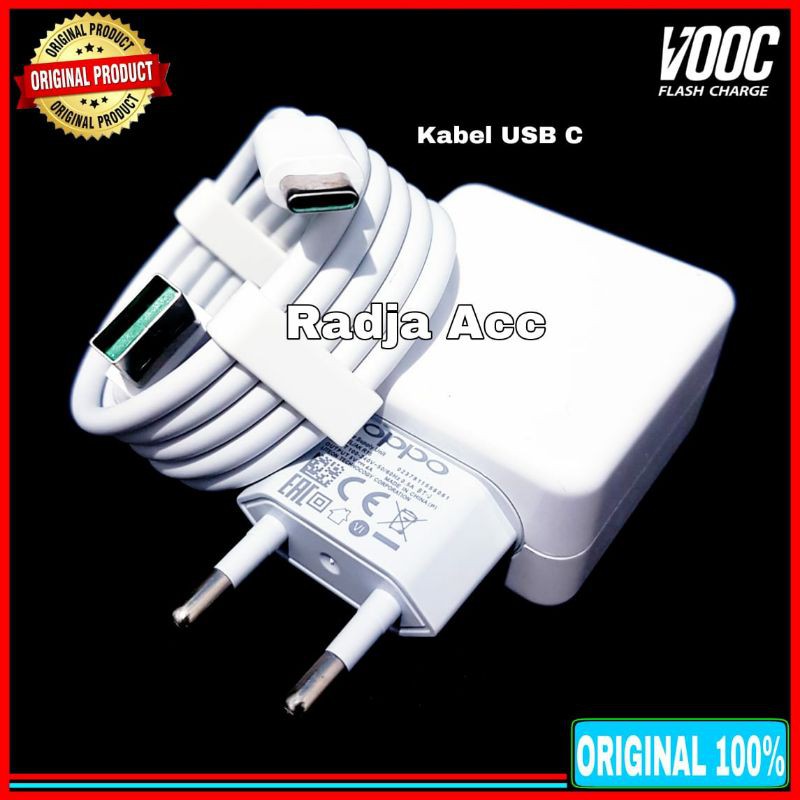 Charger Oppo A91 VOOC Flash Charge Original 100% USB Type C 20 Watt