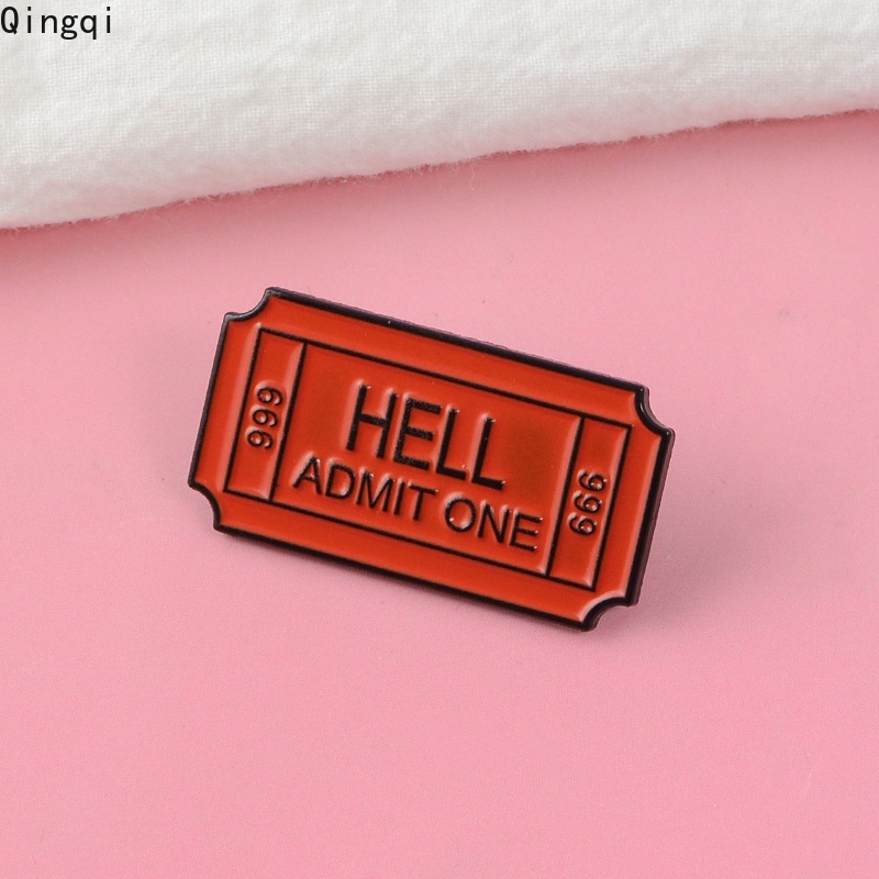 Bros Pin Enamel Desain Tiket Hell Admit One 666 Gaya Gotik