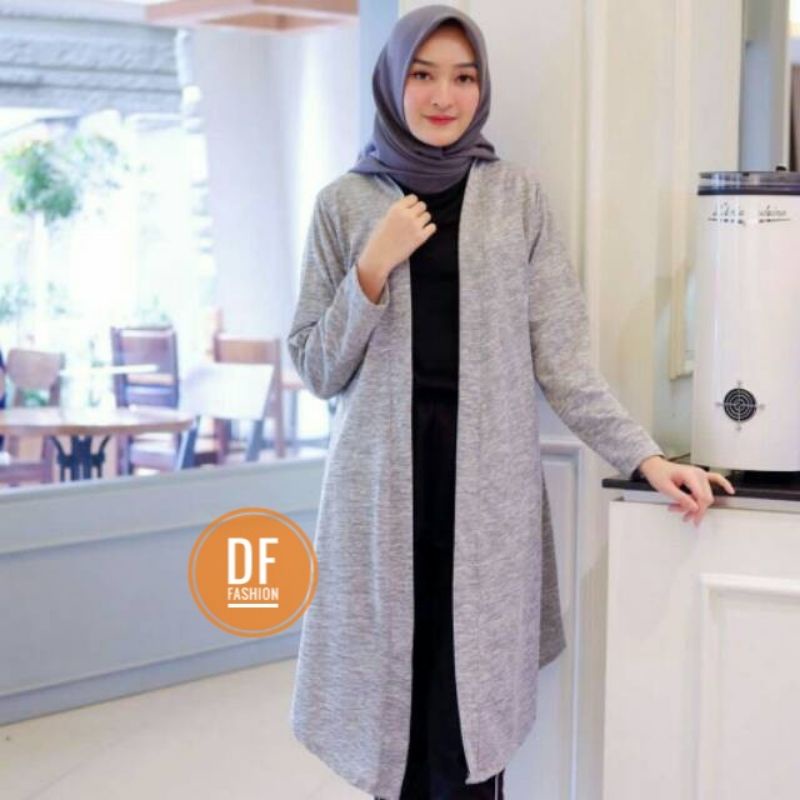 Long Cardigan Panjang/Outer Wanita Muslim-SiLVER ( B..2 )