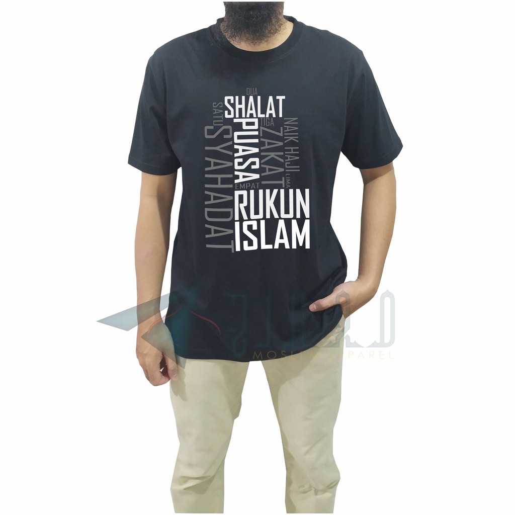 Kaos Dakwah Muslim Islami Pria Hijrah Dewasa Lengan Pendek Original Jihad Kualitas Premium 003-Hitam