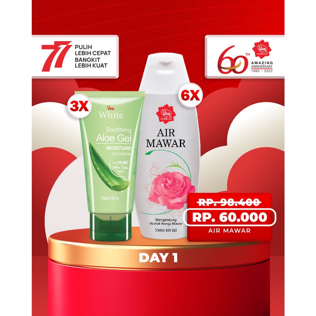 Paket 6 Viva Air Mawar 100 mL 3 VW Soothing Aloe