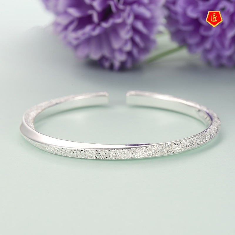 [Ready Stock]Women's Polished Frosted Silver Bracelet Fashion Simple