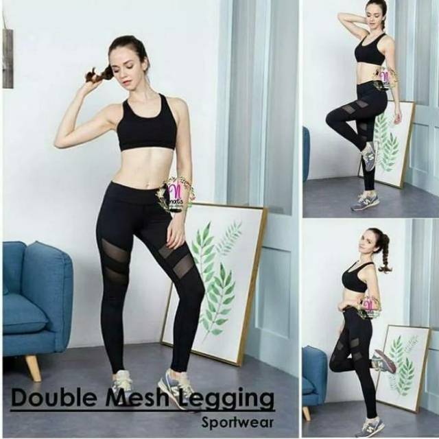 Celana Olahraga Wanita 925 Allsize Tile Transparan/ Legging Panjang Sport Gym Fitness Import Premium