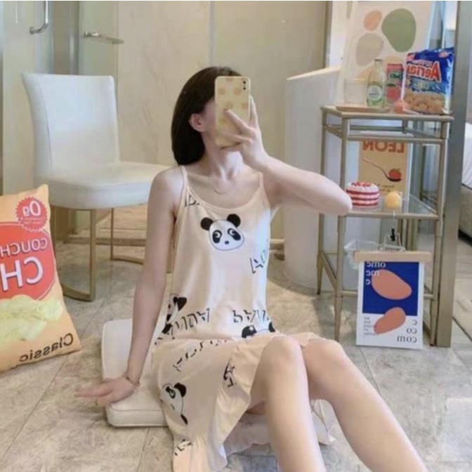 Piyama Tanktop Sexy Baju Tidur Spandex Import Daster Motif Jumbo