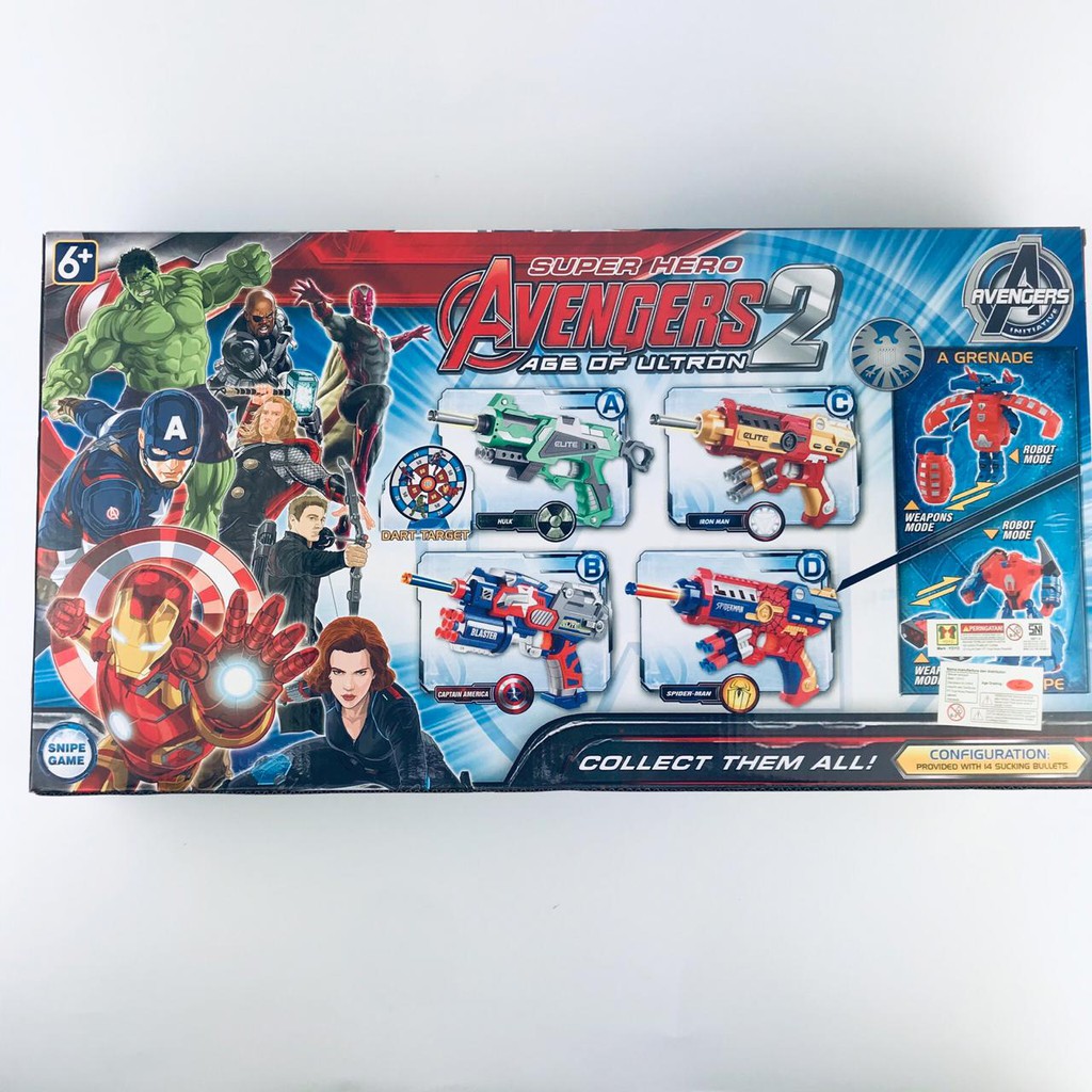 MAINAN/TEMBAKAN/FULL SET/14 PELURU/KACA MATA/TARGET CAPTEN AMERICA