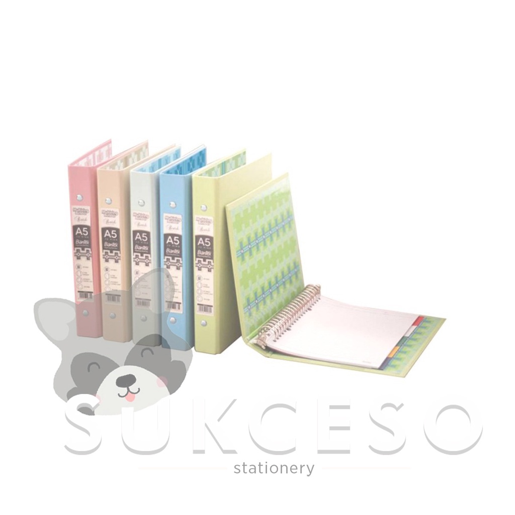 

Bantex Binder A5 Multiring Batik Pastel Series 1334 / Loose Leaf Ring Besi Berkualitas