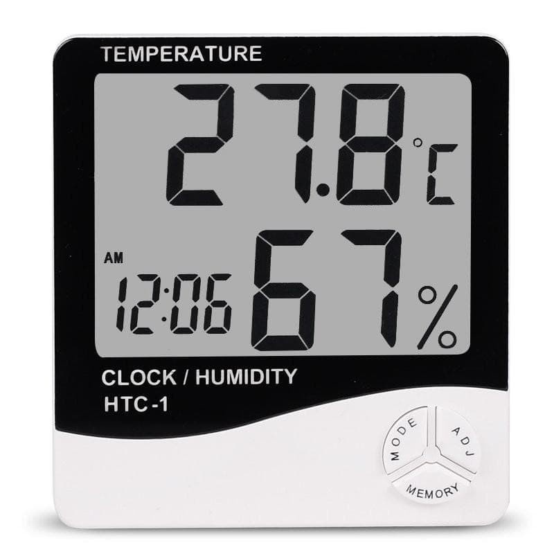 Termometer Suhu Hygrometer Digital Clock Humidity Kelembapan udara set Thermometer Jam Menit Celcius