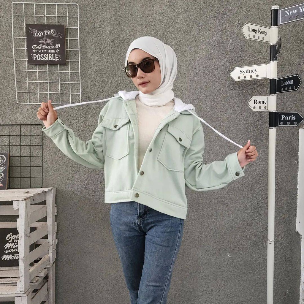 Sweater Outer LIVIE HOODIE JACKET Wanita Oversize Gaya Casual Model Simple Korean Style Jacket