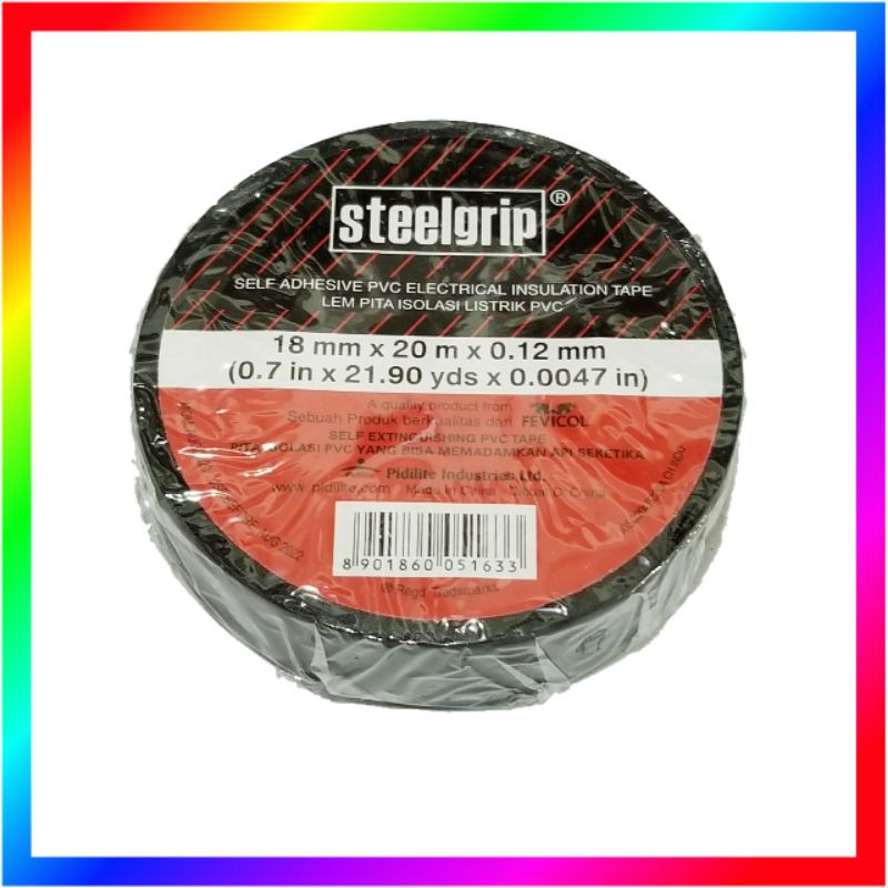 ISOLASI LISTRIK STEELGRIP 18MM X 20M X 0.12MM LAKBAN HITAM