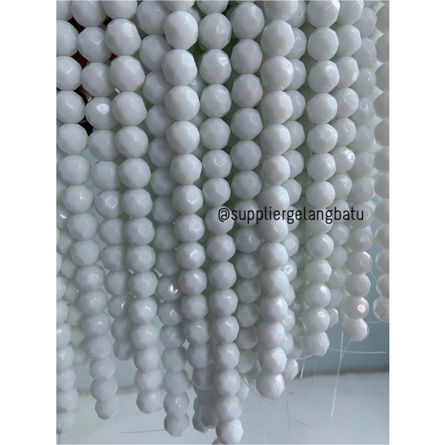 kristal bola dunia cutting 12mm PUTIH SUSU ceko bulat craft white onyx