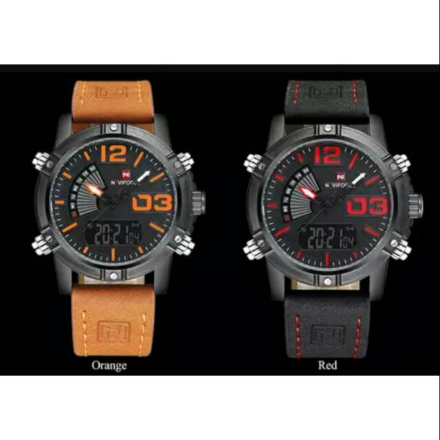 Jam pria Naviforce NF9095 double time original