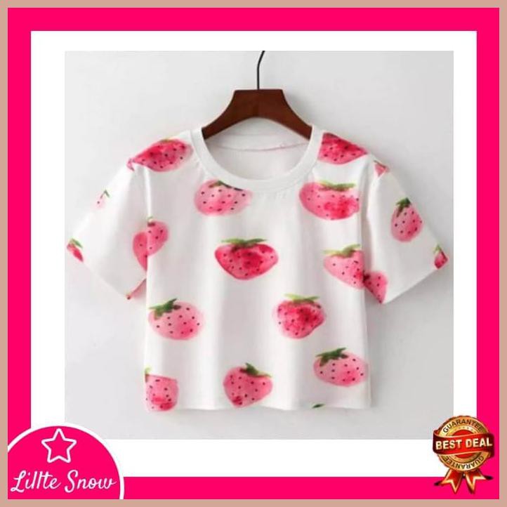 KAOS CROP LENGAN PENDEK 822 / BAJU ATASAN LENGAN PENDEK 822 - PUTIH