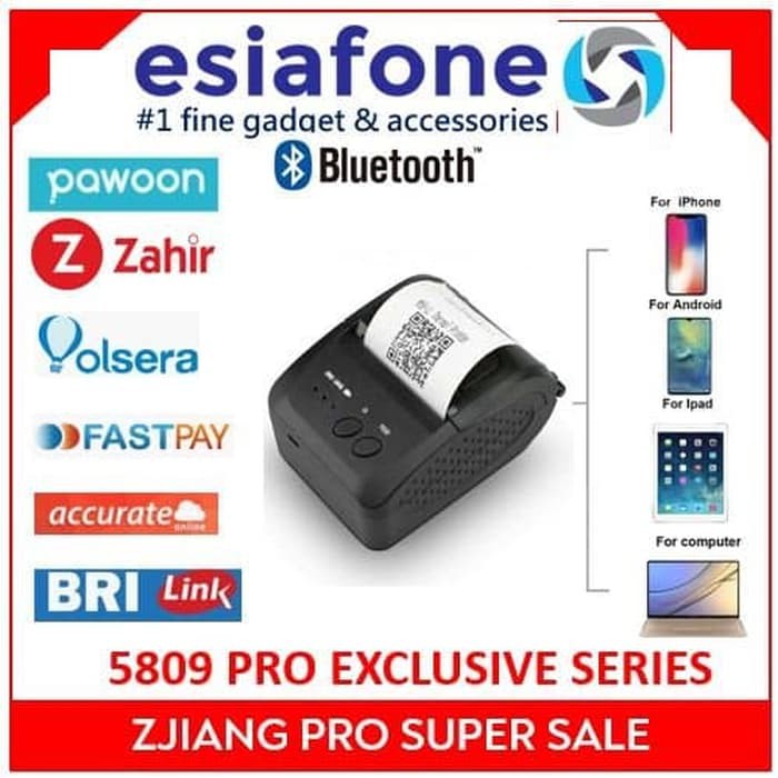 ZJIANG Mini Portable Bluetooth Thermal Printer Kasir POS ZJ5802 5802 pb