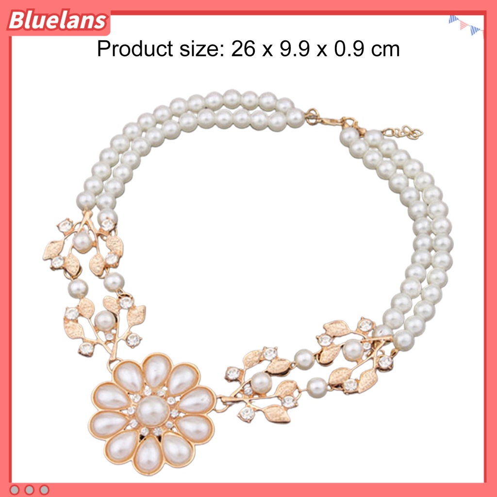 Bluelans Double-Layer Flower Pendant Faux Pearl Elegant Chain Necklace
