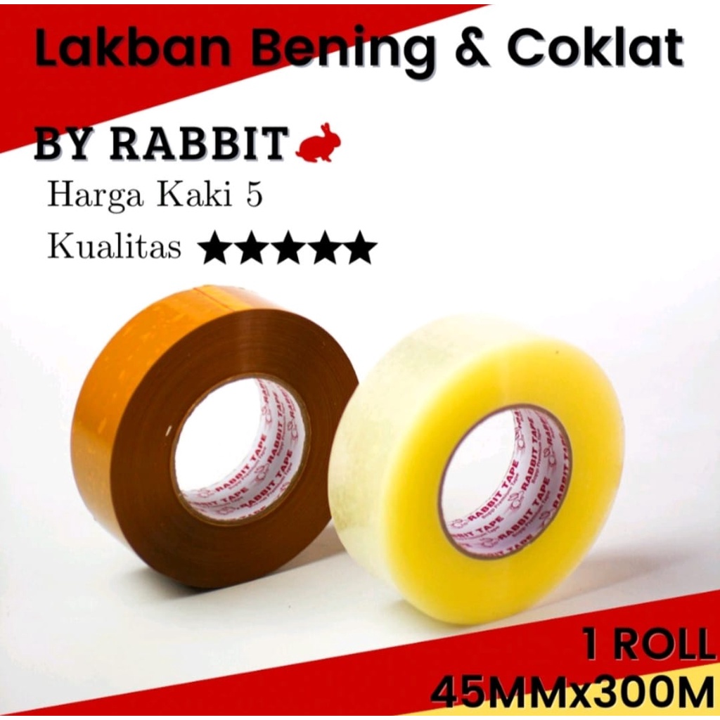 Lakban 2 inch x 300 Yard / Lakban 45mm 500Yard 300m / Kualitas Lakban Daimaru,  Rabbit Tape, Terbaik!