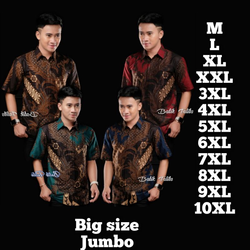 KEMEJA BATIK PRIA LENGAN PENDEK BIG SIZE JUMBO M.L.XL.XXL.3XL.4XL.5XL.6XL.7XL.8XL.9XL.10XL