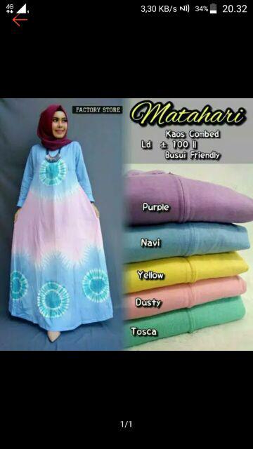 Pilih Warna Kanaya Gamis Kaos Pelangi Tiedye Batik Payung Jumbo Syari Katun Adem