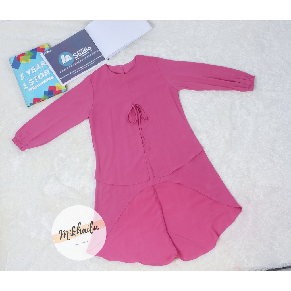 LUVENA TUNIK DRESS  TUNIK MUSLIM TALI POLOS MURAH WARNA JUMBO SIZE LINEN BALOTELI RAMI ZARA PEACH