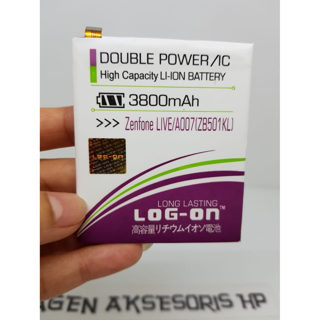Baterai Zenfone Live 5.0 inchi Batre Asus ZB501KL A007 Battery LOG-ON Double Power 2 IC 3800mAh