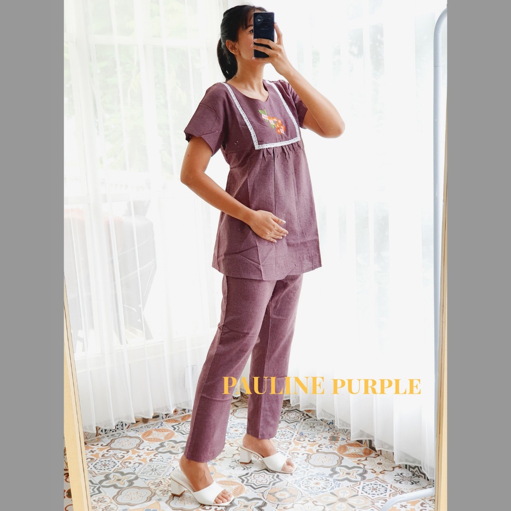 NING AYU Setelan Baju Hamil Kantor Casual Bordir Bunga Pauline Cloth - STD 103