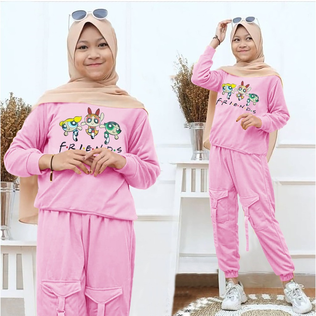 SET KID PPFG SETELAN BAJU ANAK REMAJA PEREMPUAN warna pink Lilac lavender ungu biru SET JOGGER ANAK TANGGUNG SETELAN BAJU MUSLIM ANAK SEHARI-HARI Kekinian baju anak murah