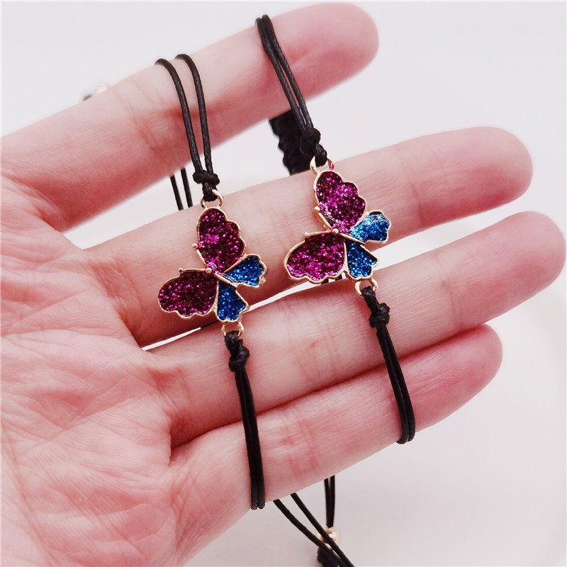 MURMURE.ID | 2 PCS GELANG COUPLE MODEL VINTAGE GELANG TALI PERSAHABATAN BUNGA BINTANG JW023-8