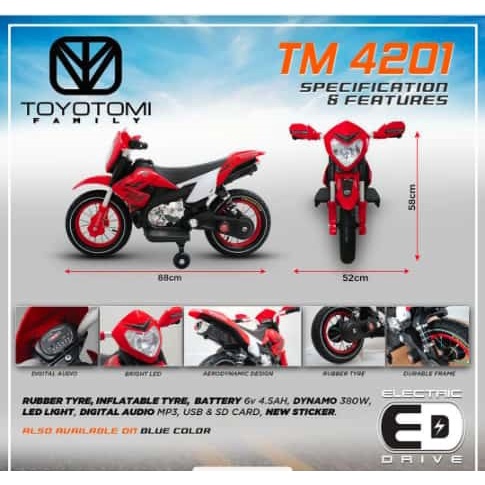 Motor Aki Mainan Anak Remote Control TOYOTOMI Family TM 4201 Garansi SNI-1