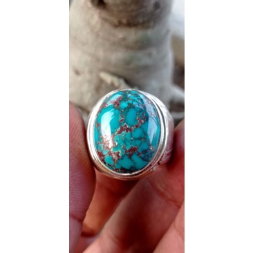 Natural cincin batu pirus abdul rozak iran ring perak handmade 925 jaminan asli