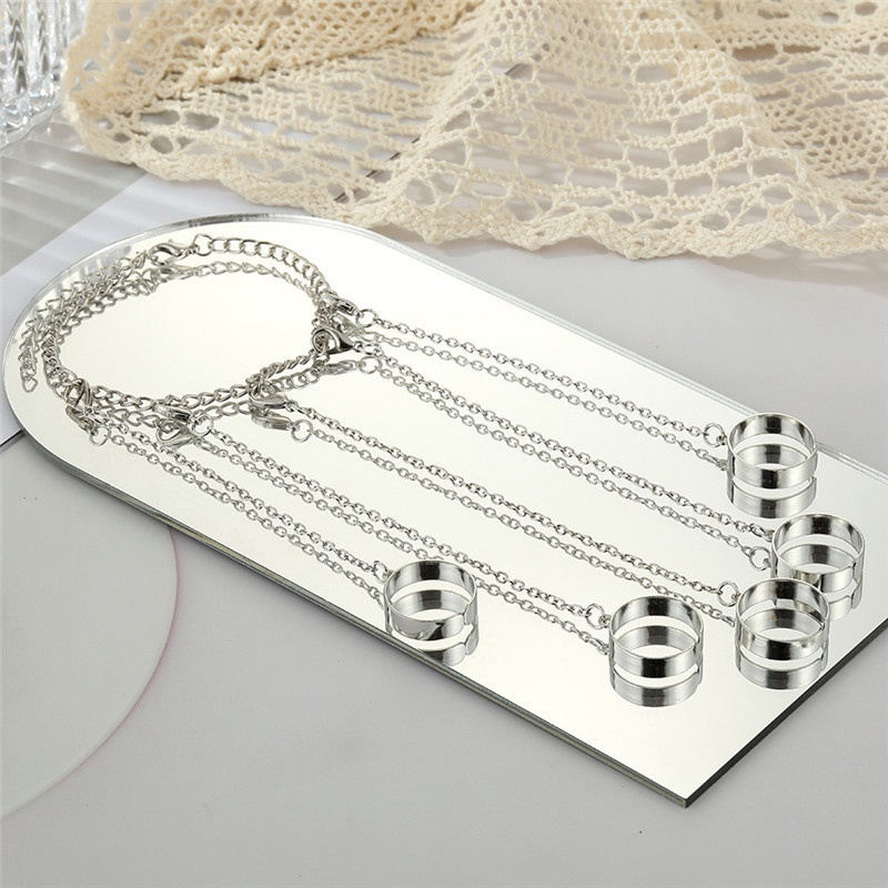 Gelang 5 Cincin Link Gaya Hip Hop Punk Untuk Pria Dan Wanita