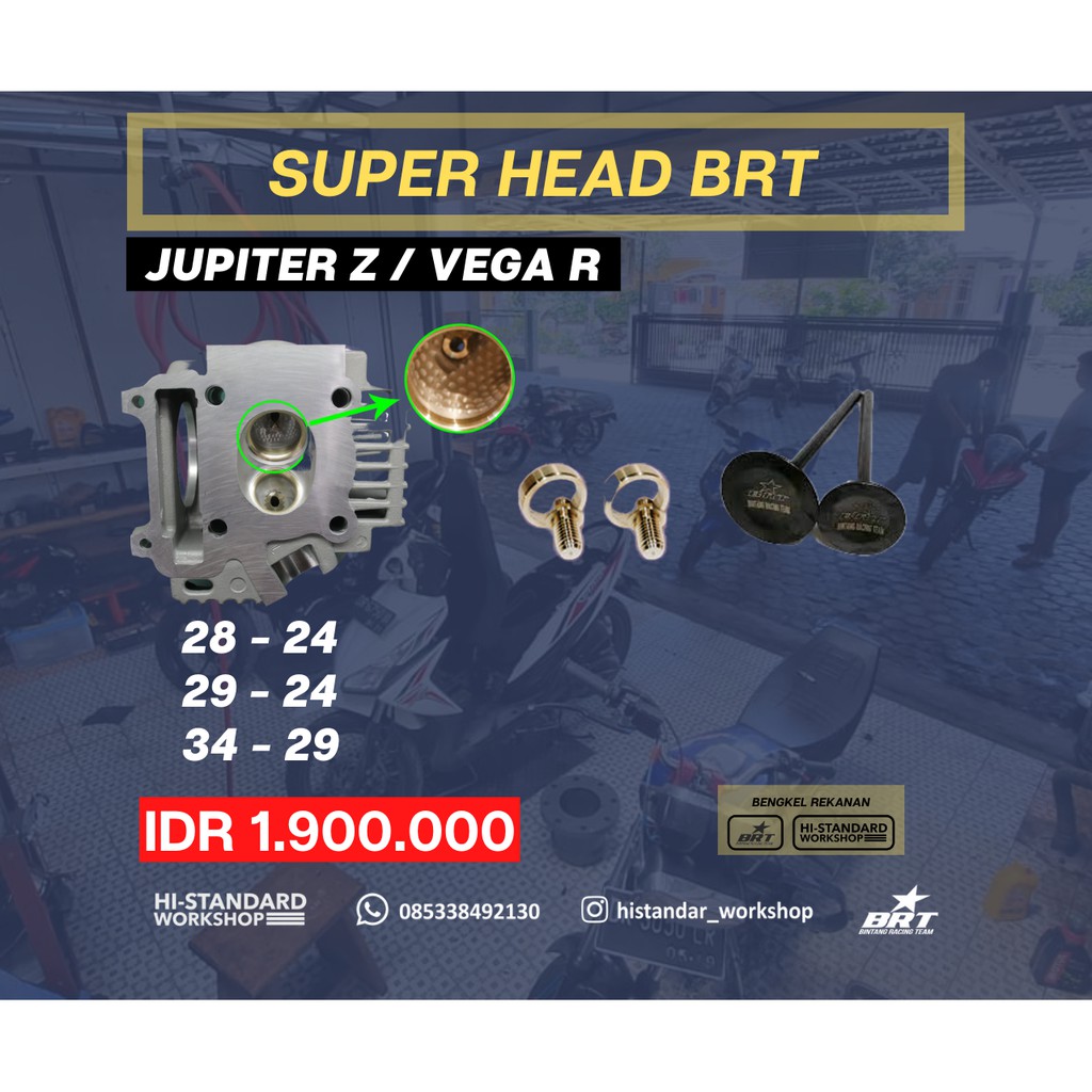 SILINDER HEAD BRT / KOP BRT JUPITER Z 28 - 24 29 - 24 34 - 29 PORTING CNC