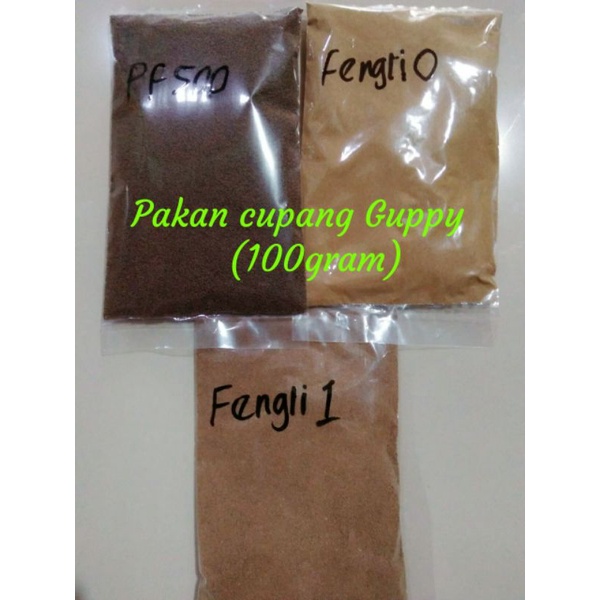 Pelet pf500 fengli0 fengli1 repack 100gr/ pakan burayak cupang guppy ikan hias 100gram