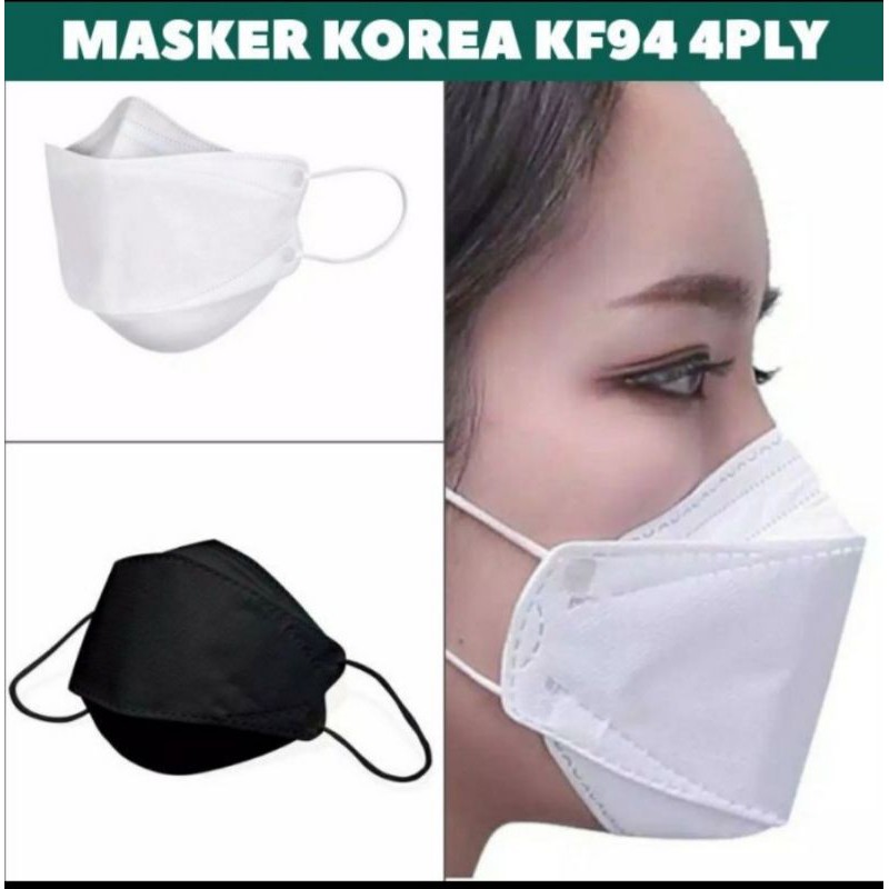 Masker KF94 model Korea.Hanya warna Hitam dan Putih