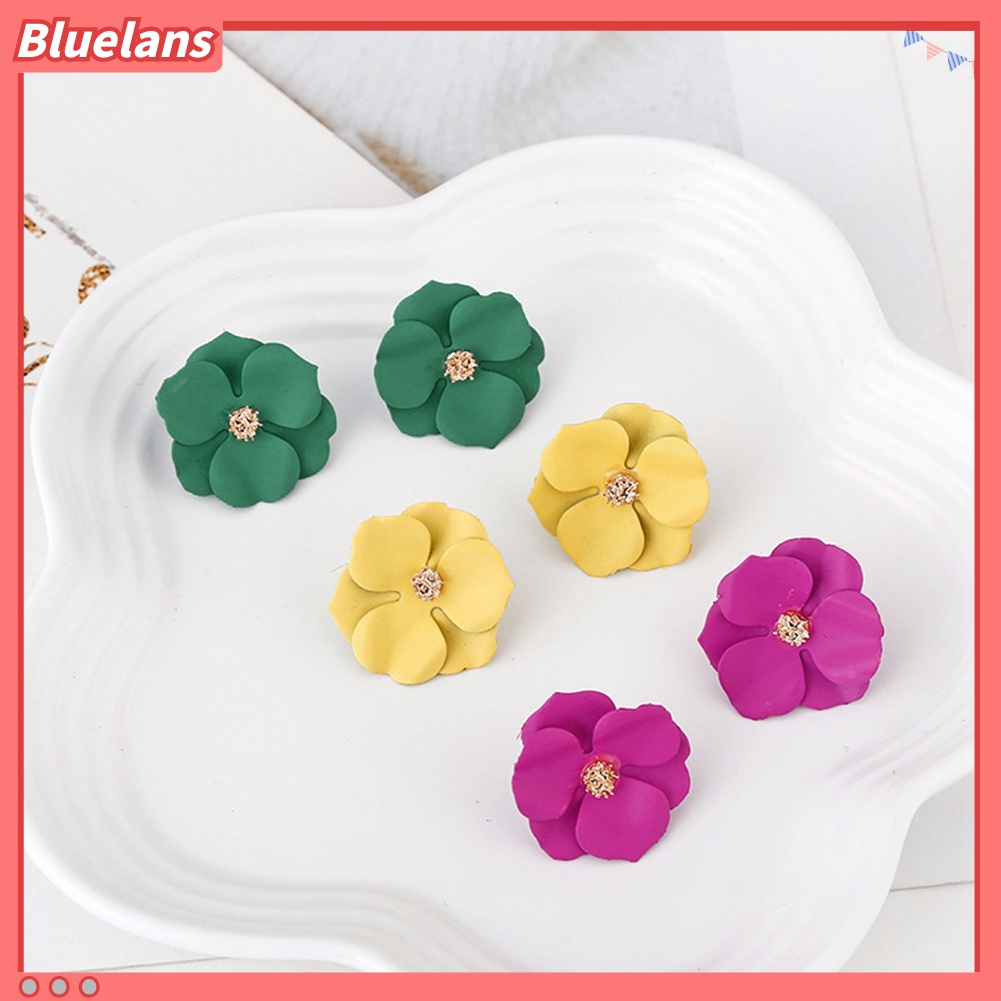 Anting Stud Desain Bunga Warna-Warni Untuk Wanita