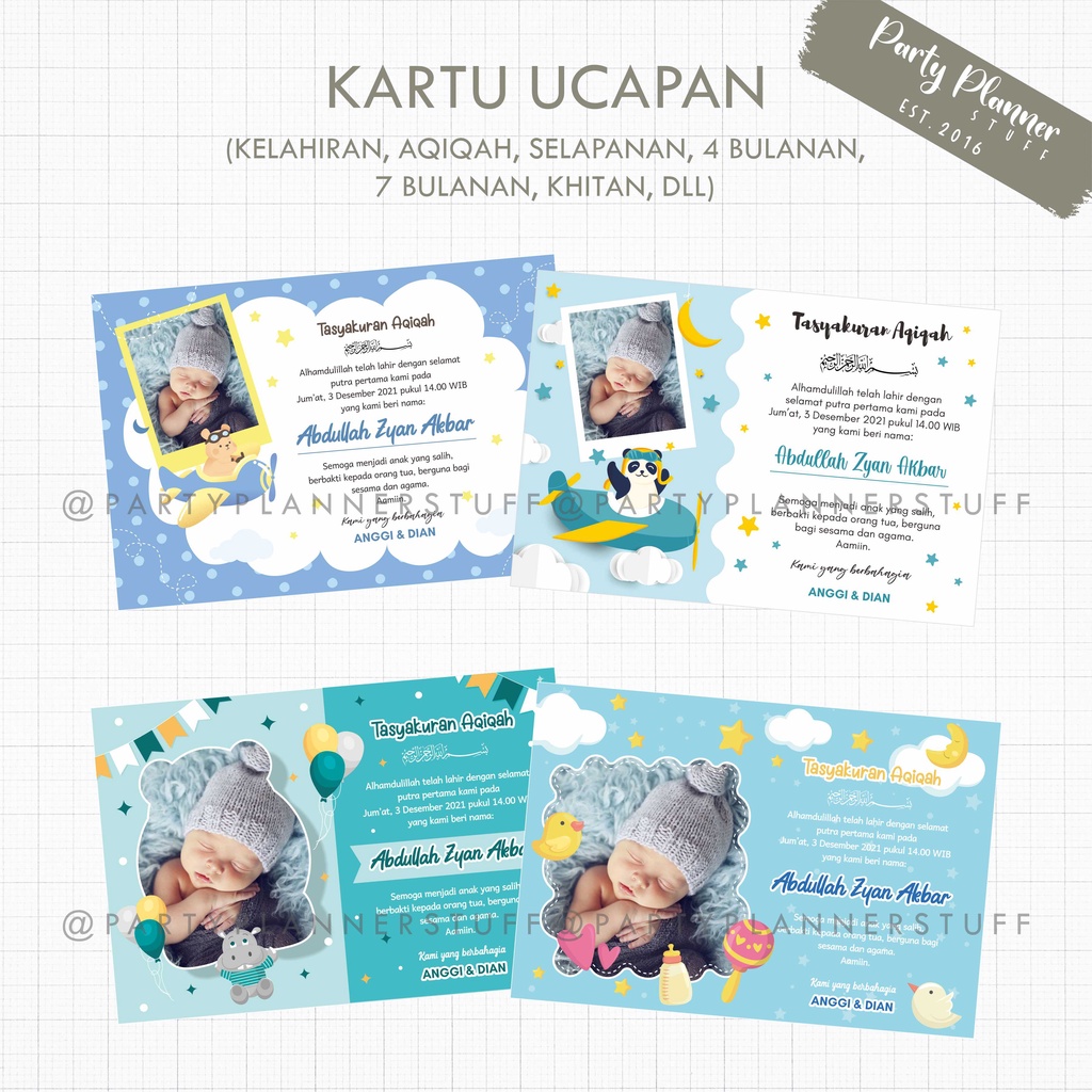 Kartu stiker label ucapan nasi box tasyakuran aqiqah kelahiran anak selapanan 40 hari khitan kartu nasi berkat