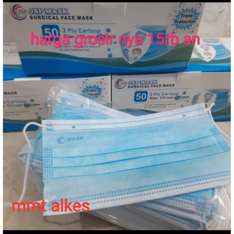 Masker Medis 3ply isi 50 /earloop  - Masker Anti Virus - Earloop Masker - Masker bedah