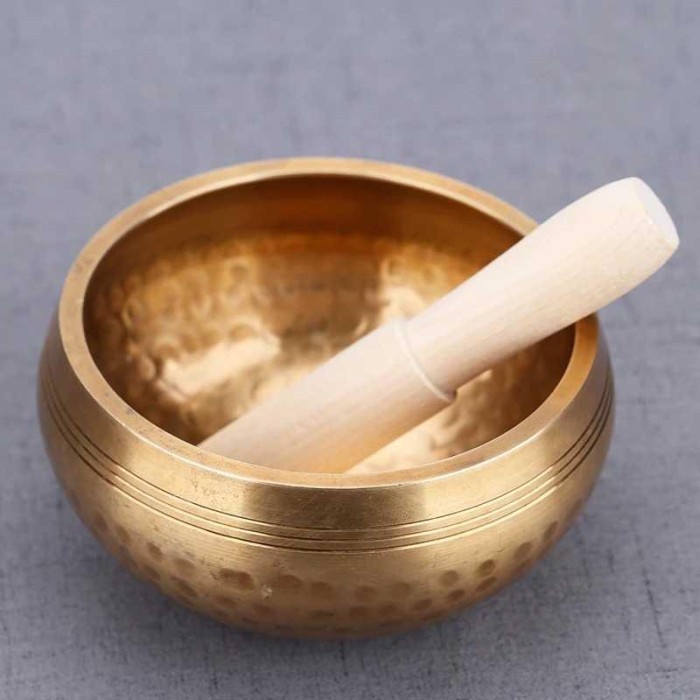 Mangkok Tembaga Vihara Buddha Meditasi Yoga Sound Bowl 8.5x5cm - X8 - Golden