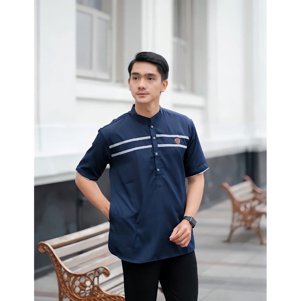 Baju Koko Batik Lengan Pendek Busana Muslim Duonk Seragam Alkhalis