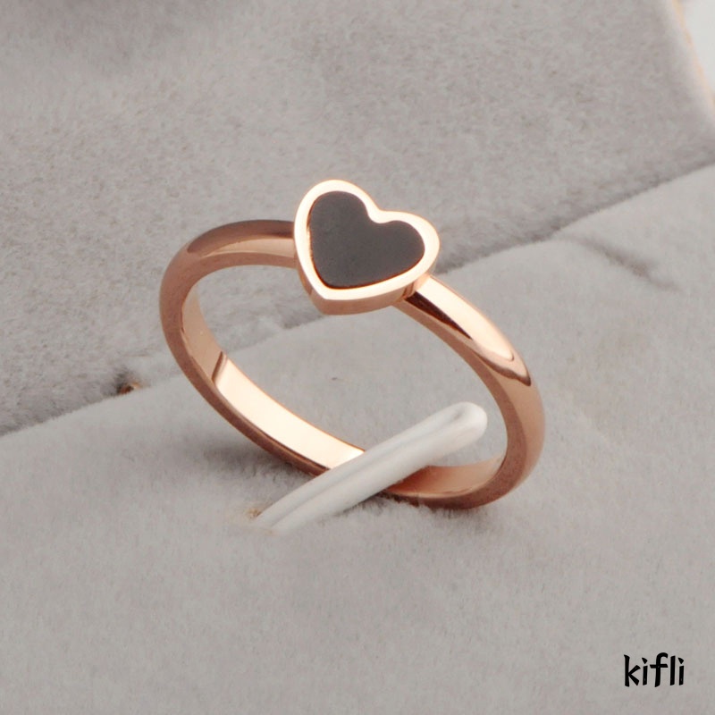 Cincin Bentuk Hati Bahan Titanium,Lapis Rose Gold Gaya Korea