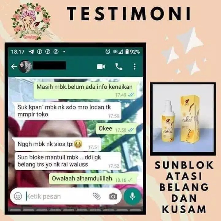 Paket Anti Belang Sunblock Body Lotion Menjaga Kulit dari Sinar UV Mencerahkan dan Melembabkan Kulit