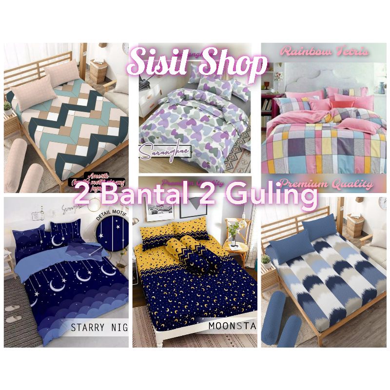 Sprei Set Motif Bunga dan Karakter / Seprai Ukuran King 180x200 Set 2 Bantal dan 2 Guling