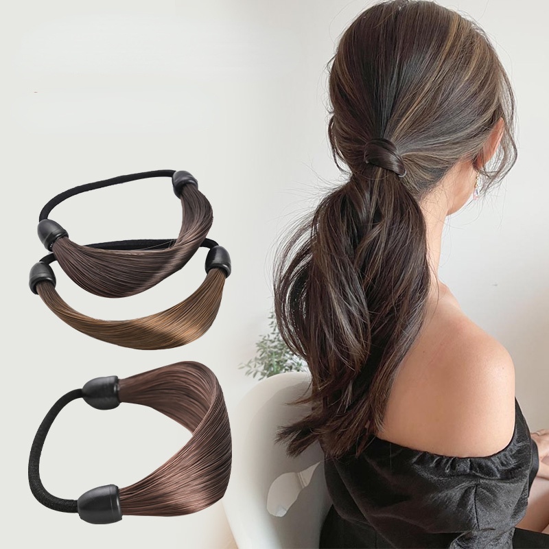 Wig Imitasi Tali Rambut Elastis Tinggi Hiasan Rambut Korea