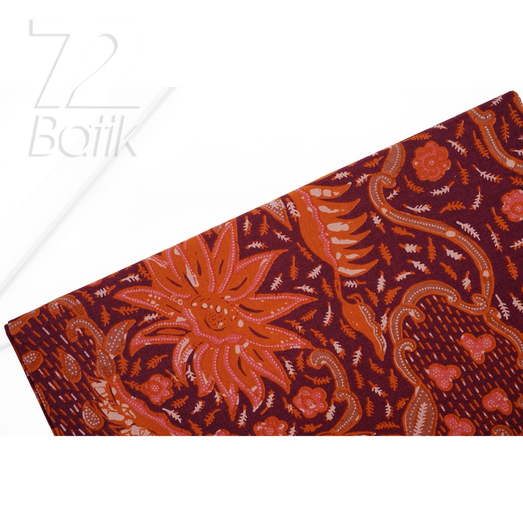 KAIN BATIK PREMIUM Bahan Katun Motif Phoenix Alam Warna Merah Maroon 721895 Cap 72 Jarik Jarit Samping Kebat Panjang Batik Katun Modern Premium Bahan Seragam Batik Pernikahan Kantor Keluarga Murah Kamen Jadi Batik Bali Lembaran