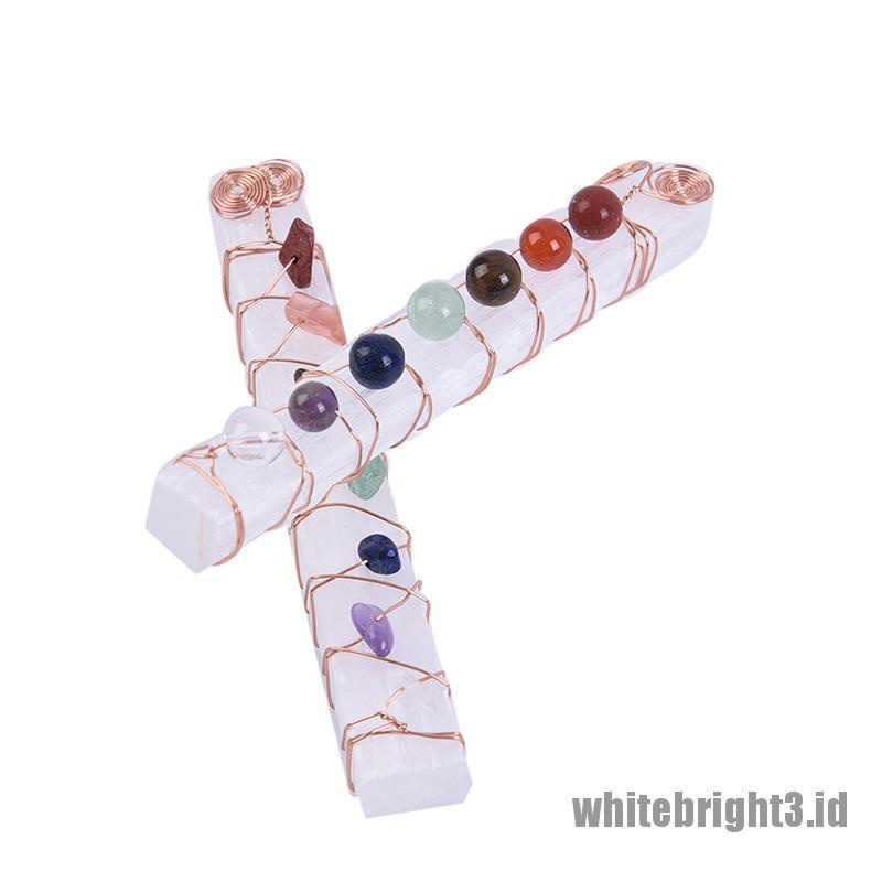 ❤White3 Warna Putih❤ Stik Batu Kristal Kuarsa Selenit Alami Untuk Pembersih Energi Chakra