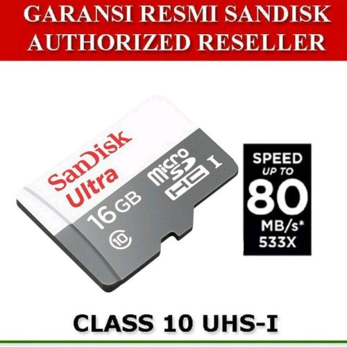 Sandisk Ultra Micro SD 16GB 80Mbps CLASS 10 MicroSDHC MicroSD Memory Card